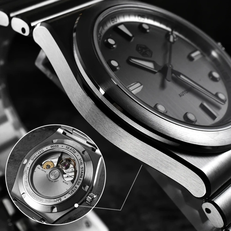 San Martin SN0149 40mm Men Sport Watch Miyota 90S5 Automatic Integrated Bracelet Luxury Vertical Brushed Dial Mechanical Watches