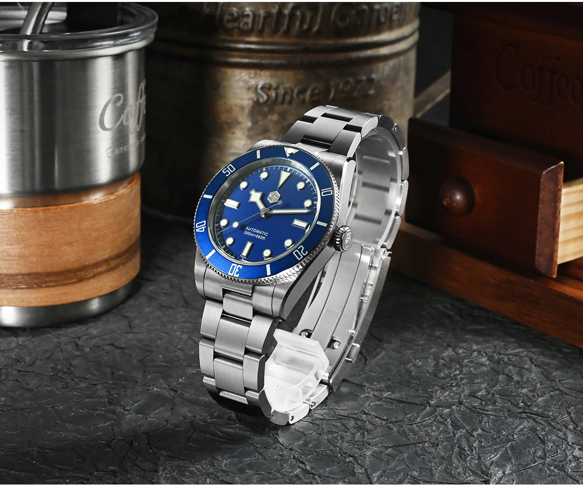 San Martin 37mm SN0138 Upgraded Diving Watch BB54 Retro 28800BPH Automatic Mechanical Luxury Sapphire Crystal 20Bar Men Watches SN0138-GB