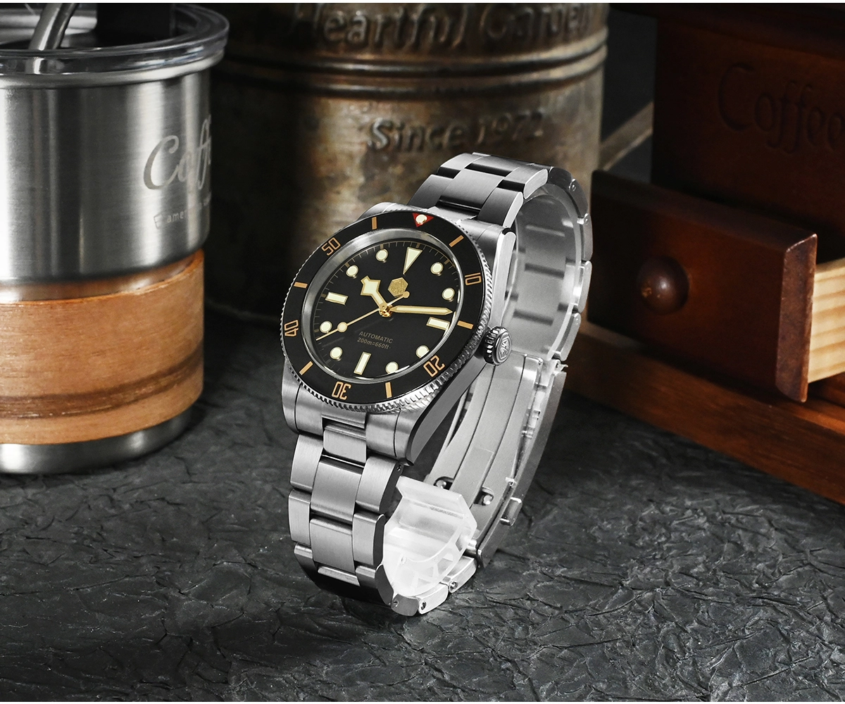 San Martin 37mm SN0138 Upgraded Diving Watch BB54 Retro 28800BPH Automatic Mechanical Luxury Sapphire Crystal 20Bar Men Watches SN0138-GB