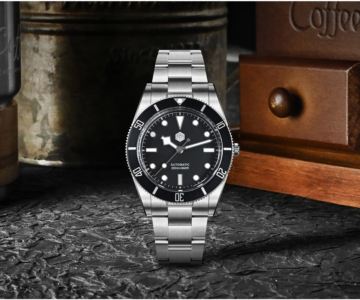 San Martin 37mm SN0138 Upgraded Diving Watch BB54 Retro 28800BPH Automatic Mechanical Luxury Sapphire Crystal 20Bar Men Watches SN0138-GB