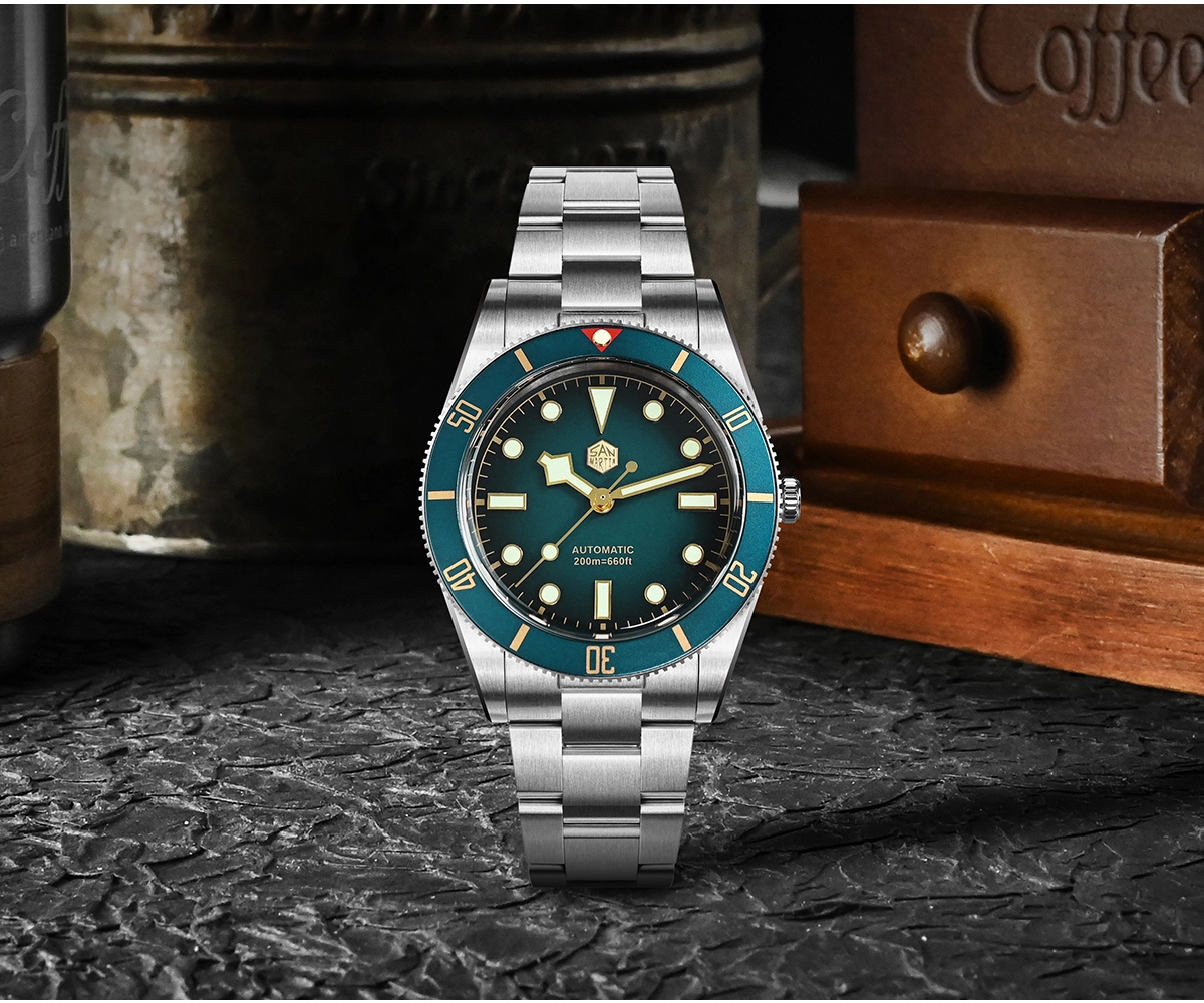 San Martin 37mm SN0138 Upgraded Diving Watch BB54 Retro 28800BPH Automatic Mechanical Luxury Sapphire Crystal 20Bar Men Watches SN0138-GB