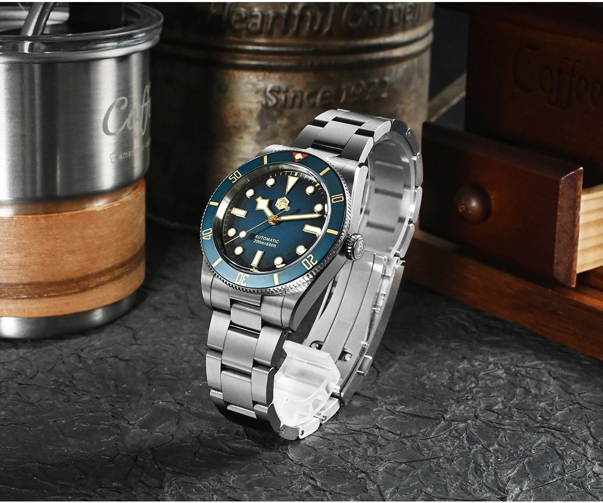 San Martin 37mm SN0138 Upgraded Diving Watch BB54 Retro 28800BPH Automatic Mechanical Luxury Sapphire Crystal 20Bar Men Watches SN0138-GB
