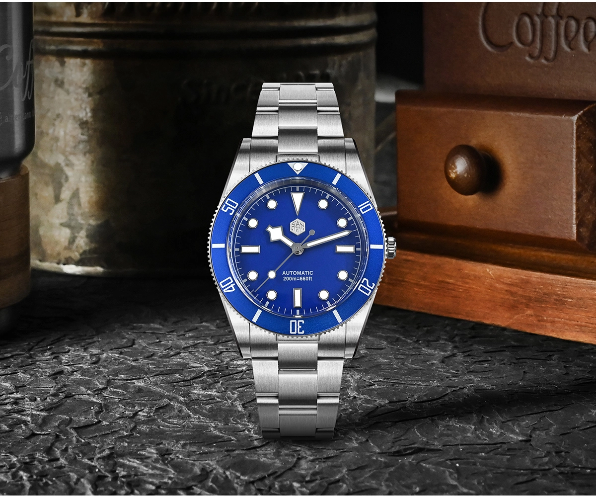 San Martin 37mm SN0138 Upgraded Diving Watch BB54 Retro 28800BPH Automatic Mechanical Luxury Sapphire Crystal 20Bar Men Watches SN0138-GB