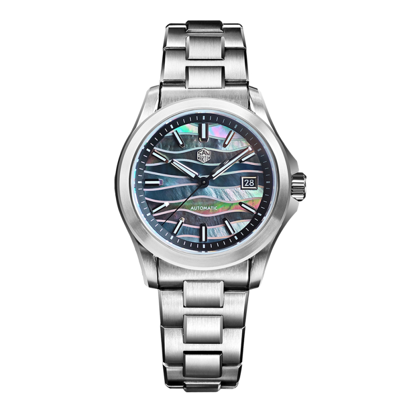 San Martin Watch 39mm Luxury Dress Miyota 9015 Automatic Mechanical Watches for Men With Mop Guilloche 100m Waterproof SN0150