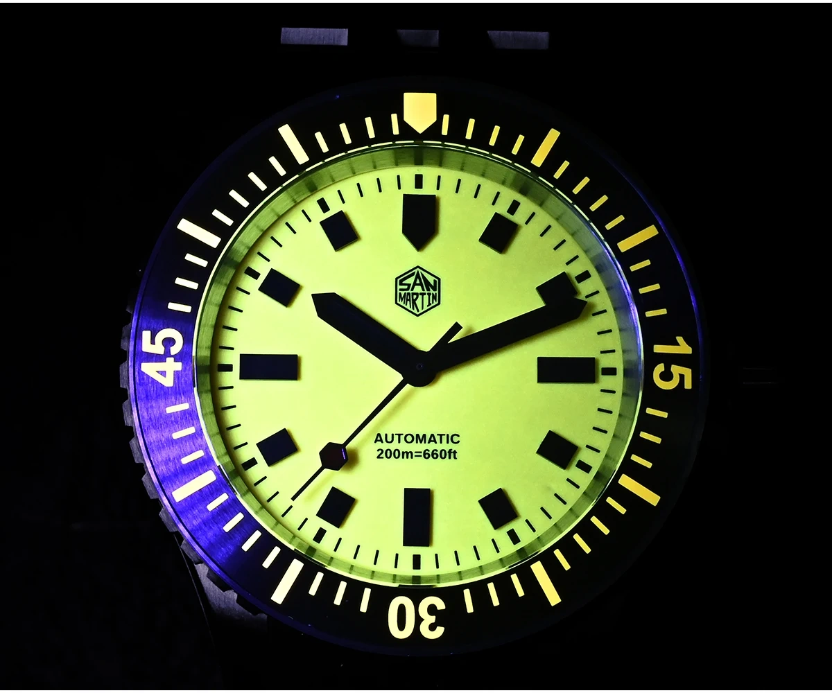 San Martin 1200HV Hardening Coating Full Luminous Watch SN0012