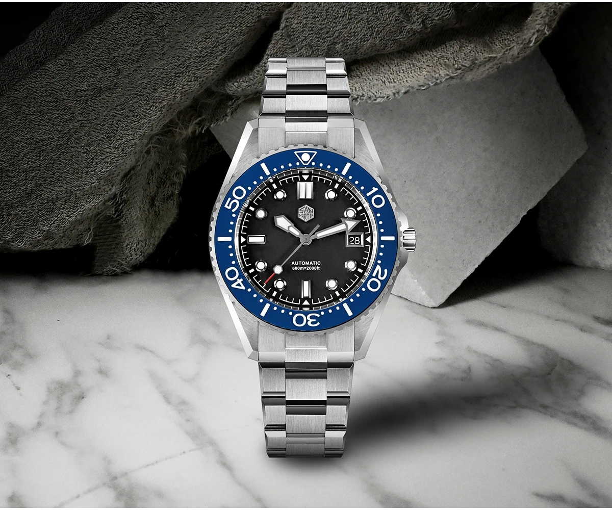 San Martin 41mm Diver Watch ST2130 Helium Automatic Mechanical 600m SN0036