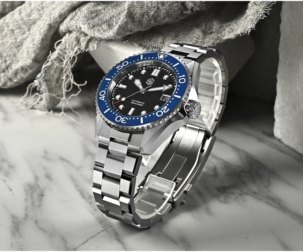 San Martin 41mm Diver Watch ST2130 Helium Automatic Mechanical 600m SN0036