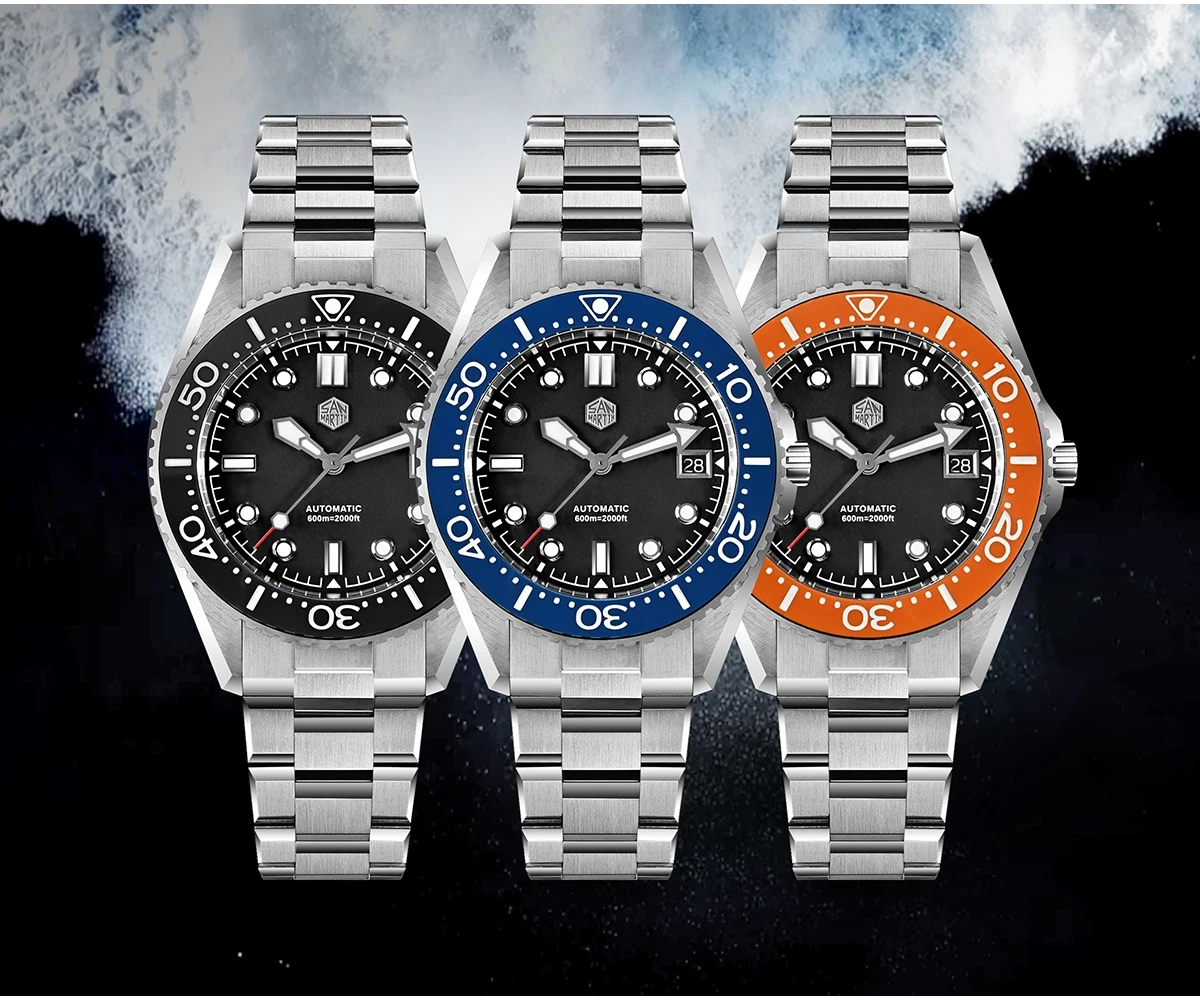 San Martin 41mm Diver Watch ST2130 Helium Automatic Mechanical 600m SN0036