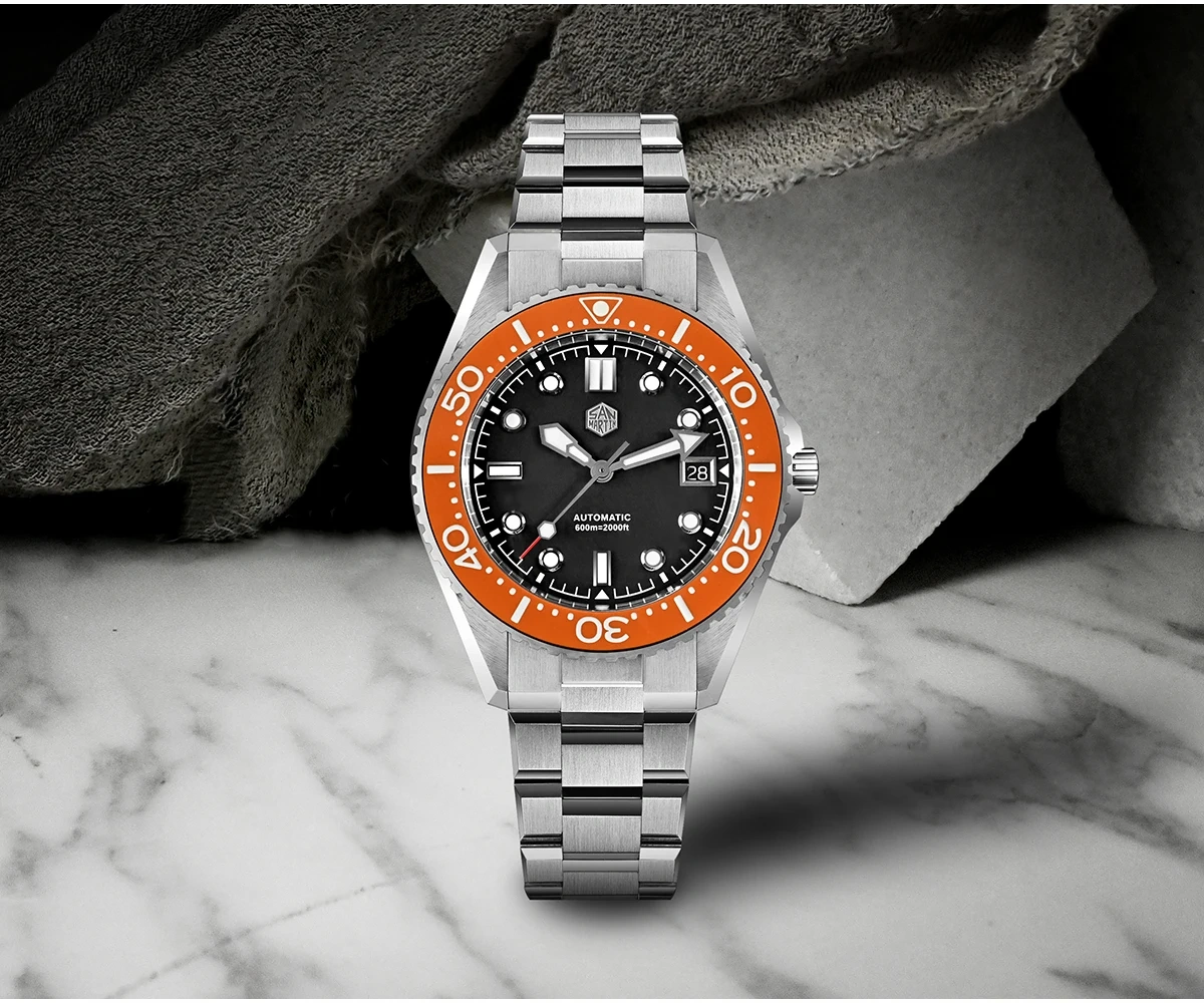 San Martin 41mm Diver Watch ST2130 Helium Automatic Mechanical 600m SN0036