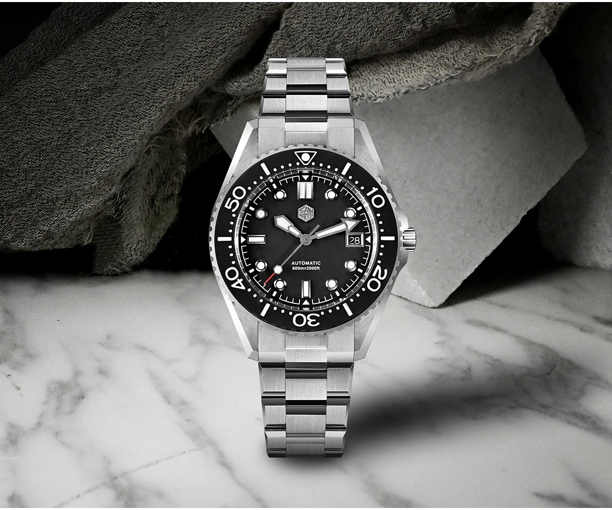San Martin 41mm Diver Watch ST2130 Helium Automatic Mechanical 600m SN0036