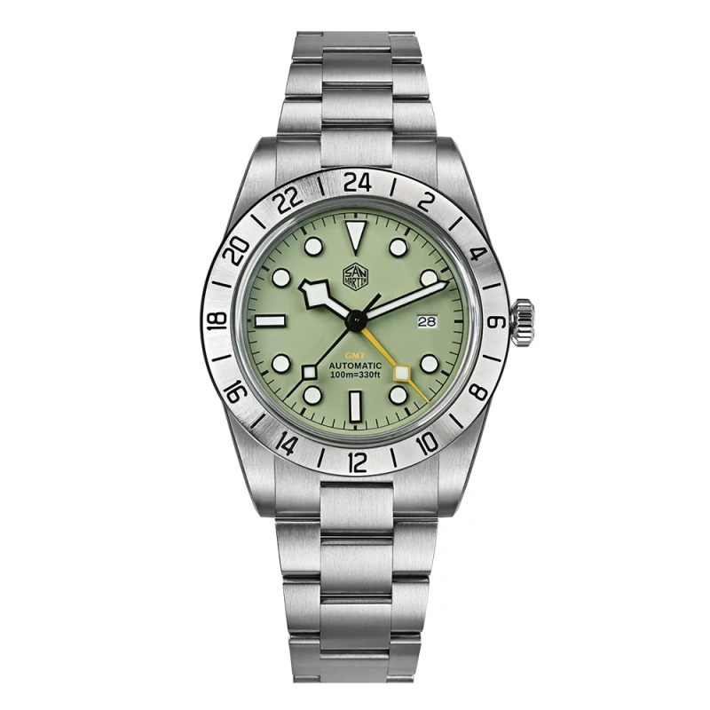 San Martin New 38mm Men GMT Watch HZ6460 Automatic Mechanical Sapphire 316LSS Business Watches 10Bar Waterproof Luminous SN0054