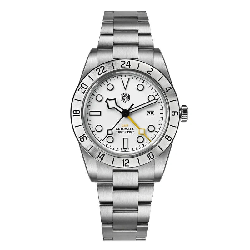 San Martin New 38mm Men GMT Watch HZ6460 Automatic Mechanical Sapphire 316LSS Business Watches 10Bar Waterproof Luminous SN0054