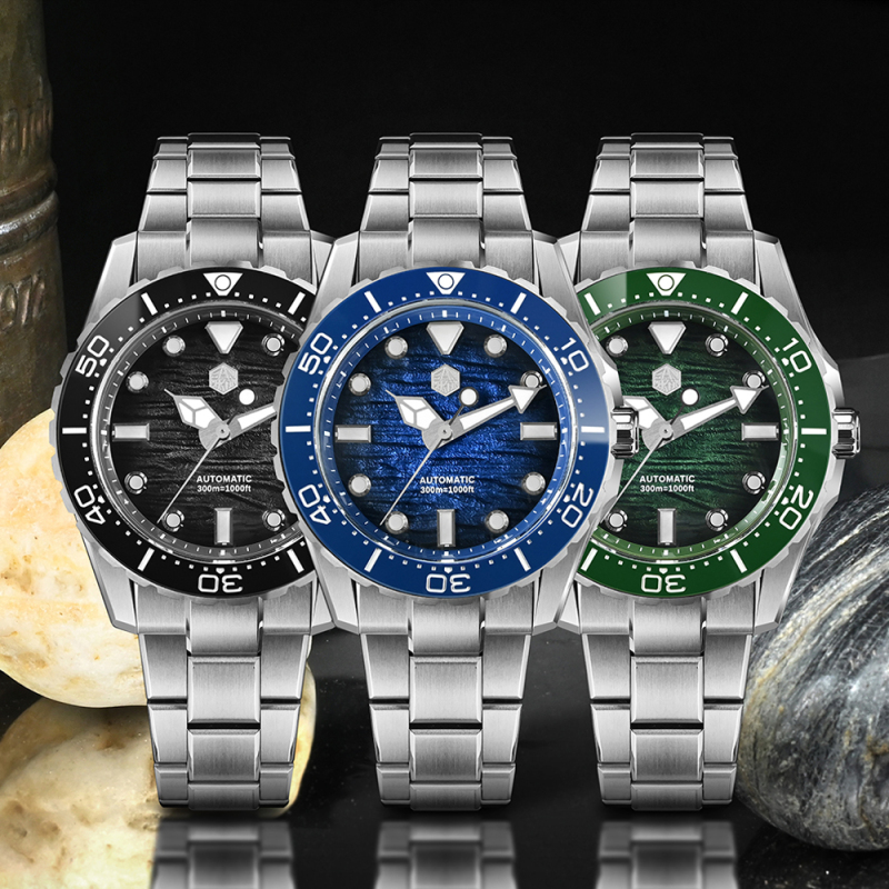 San Martin 40mm Diver Watch ST2130 Automatic Enamel Dial Sapphire 300m Water Resistance Luxury Mens Mechanical Watches SN0154