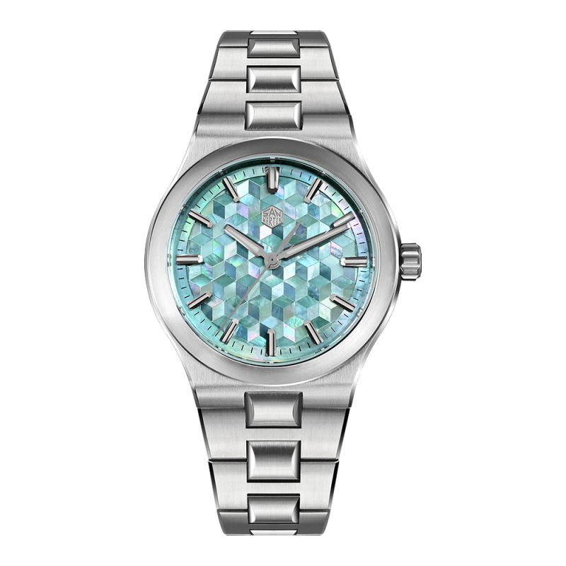 San Martin 40mm Men Sport Watch Miyota 90S5 Automatic Integrated Bracelet Luxury 3D MOP Dial BGW-X1 Mechanical Watches SN0149