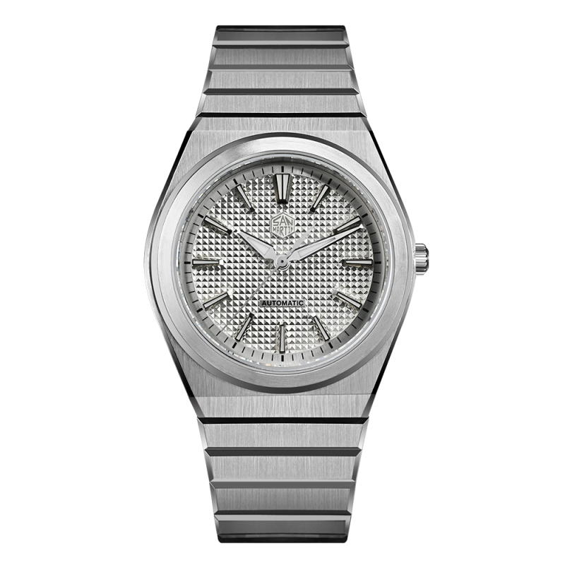 San Martin 40mm Luxury Sport Watch Miyota 90S5 Automatic Waffle Dial Integrated Bracelet Exhibition Caseback Mens Watches SN0152