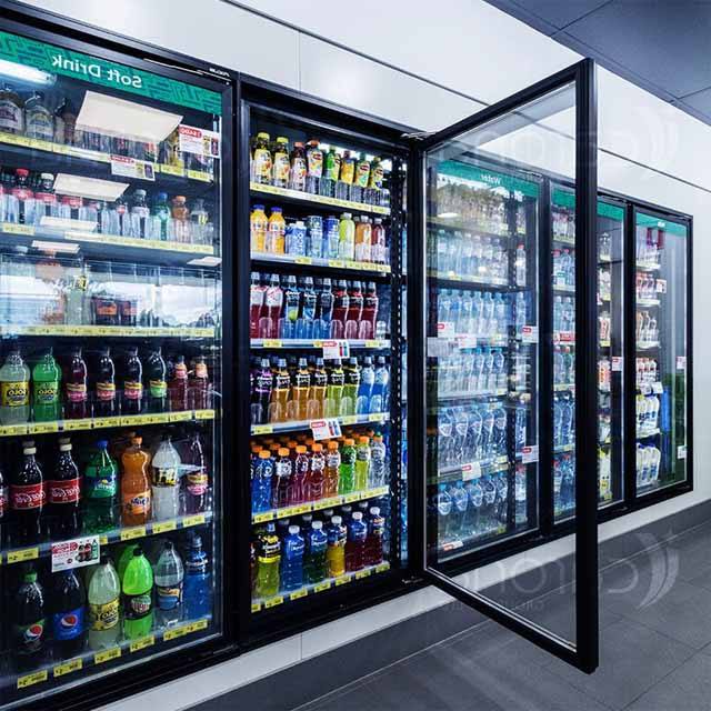 Supermarket Beverage Display Chiller Upright Glass Door Fridge