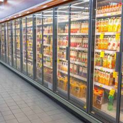 Supermarket Beverage Display Chiller Upright Glass Door Fridge