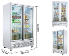 Commercial Glass Door Freezer For Frozen Foods
