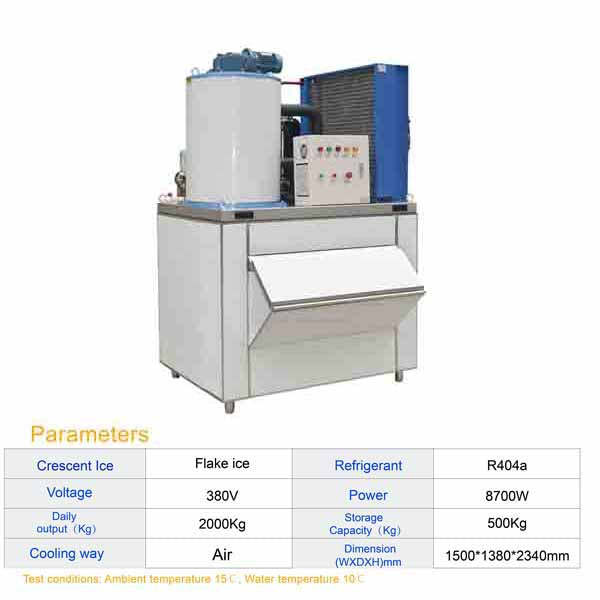 Large 1323Lbs/24H Commercial Flake Ice Maker Machine For Seafood