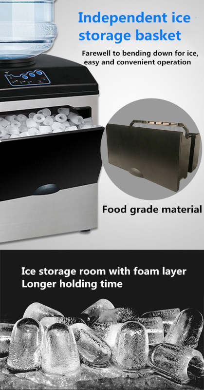 2 in 1 Water Ice Maker Stainless Steel 66kg Daily Ice Makers,Tabletop Ice Maker Machine