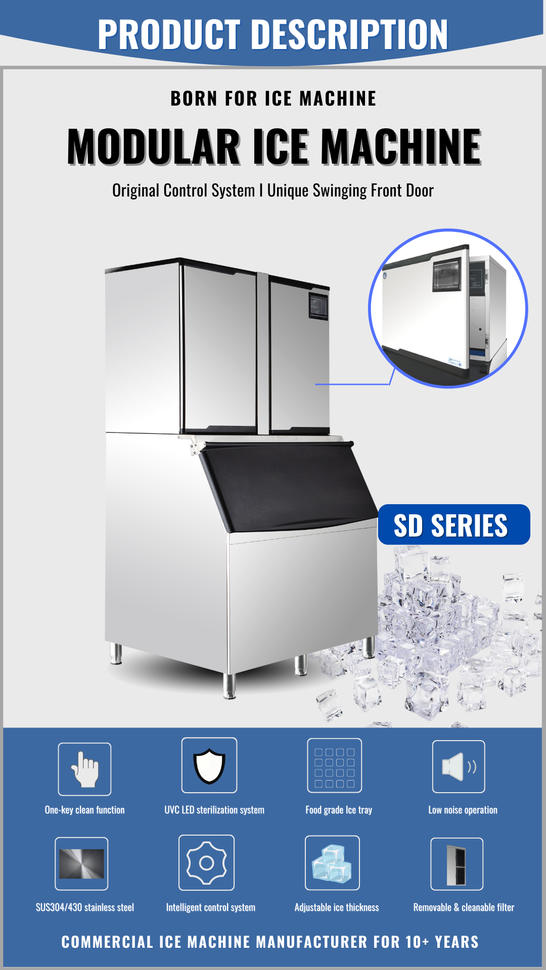 1984Lbs/24H Commercial Split Cube Ice Maker Machine