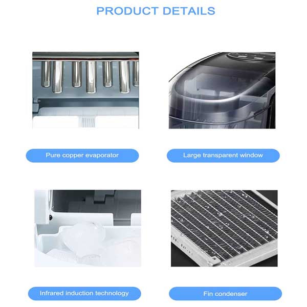 Stainless Steel 15KG/24H Bullet Cylindrical Home Ice Making Machine Countertop For Commercial Small Milk Tea Shop