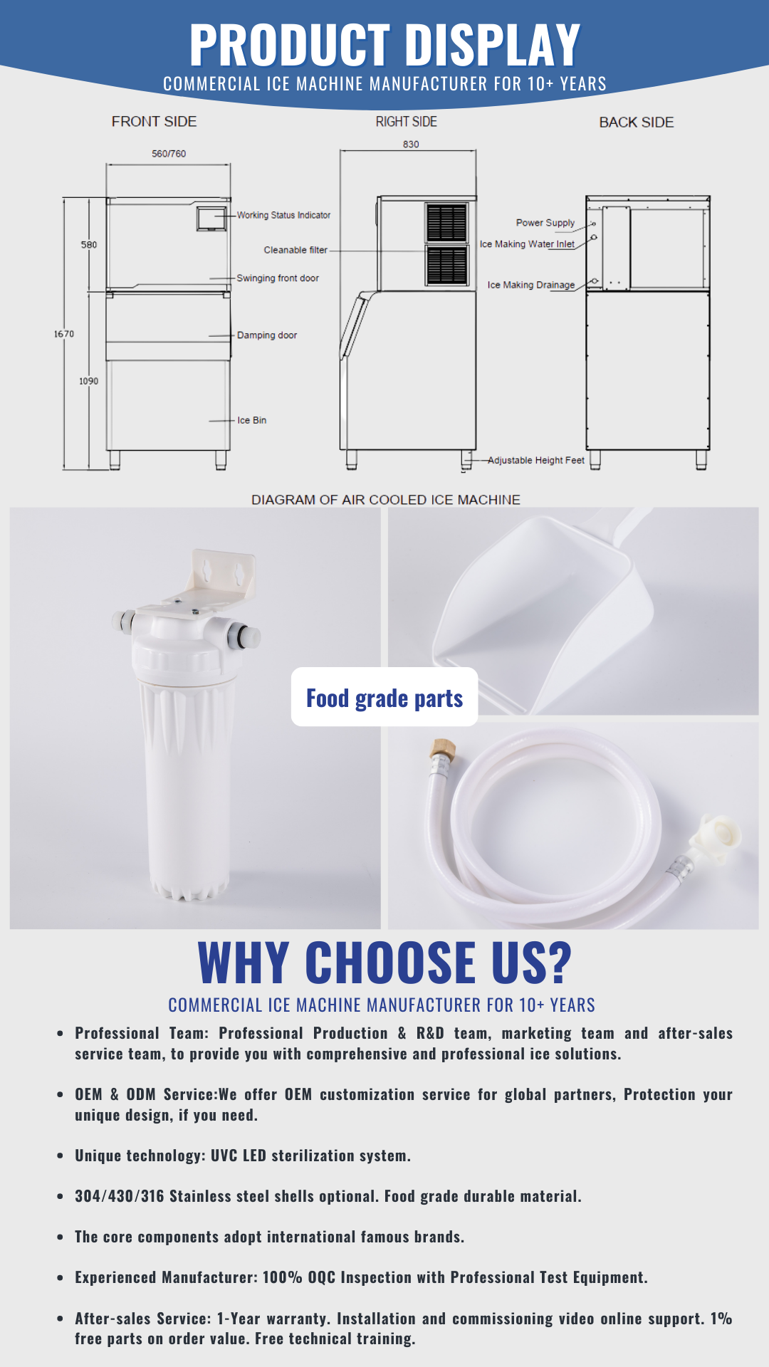 1100Lbs/24H Commercial Cube Ice Making Machine