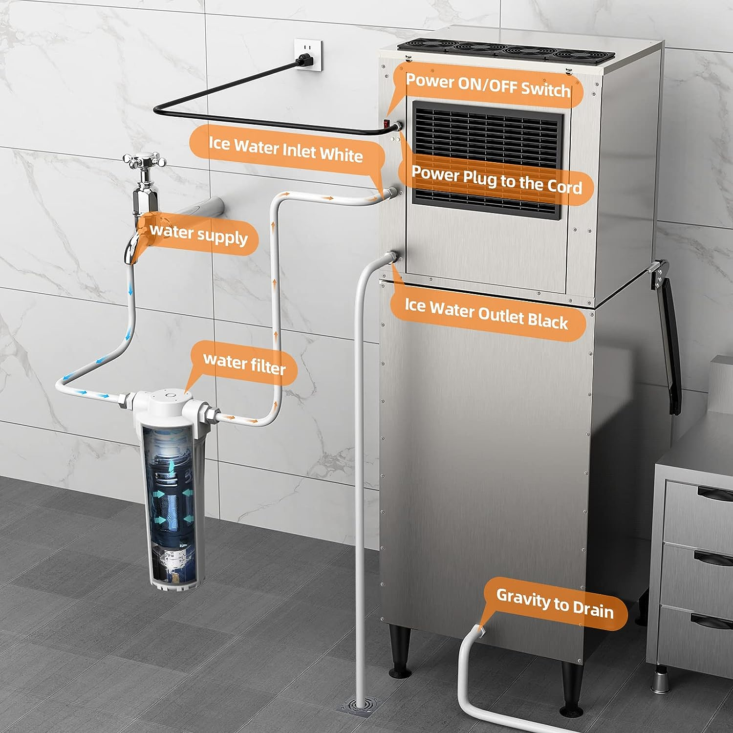 400Lbs/24H Commercial Cube Ice Maker Machines