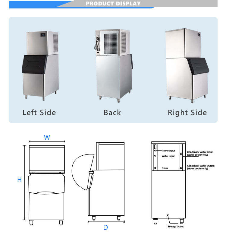 OEM 550Lb/770Lb/1100Lbs/24H Commercial Cube Ice Making Machine