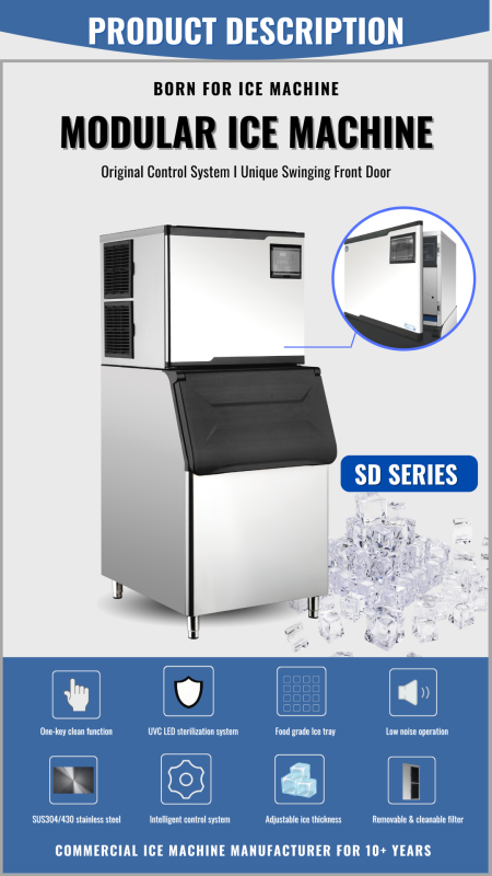 1323Lbs/24H Commercial Split Cube Ice Maker Machine
