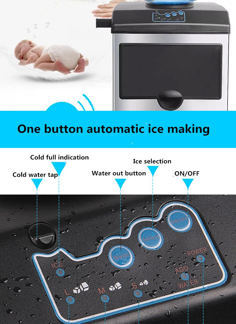 2 in 1 Water Ice Maker Stainless Steel 66kg Daily Ice Makers,Tabletop Ice Maker Machine