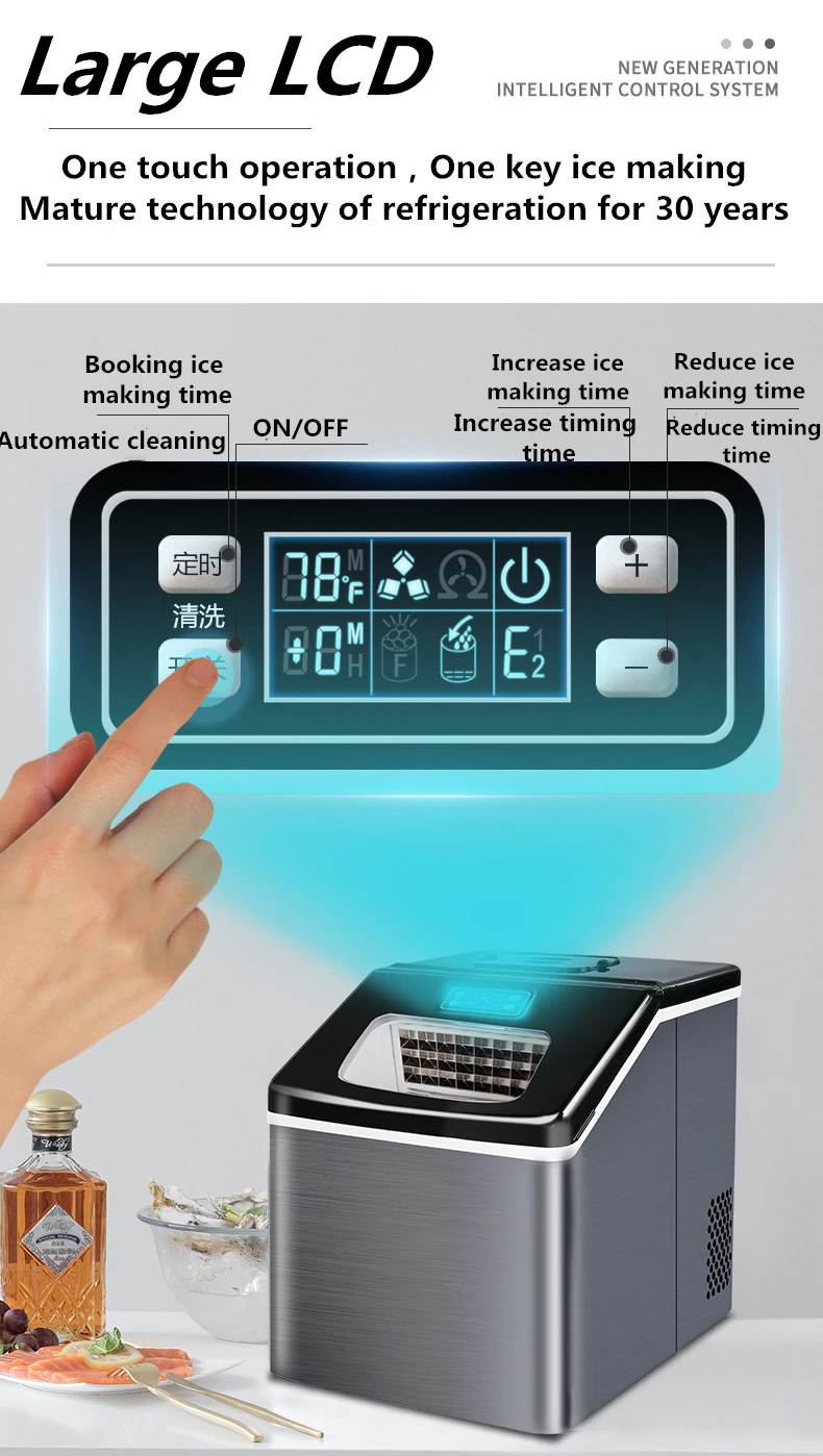 NEW Ice Machine Commercial Tea Shop Small Square Ice 25-30kg Home Ice Maker