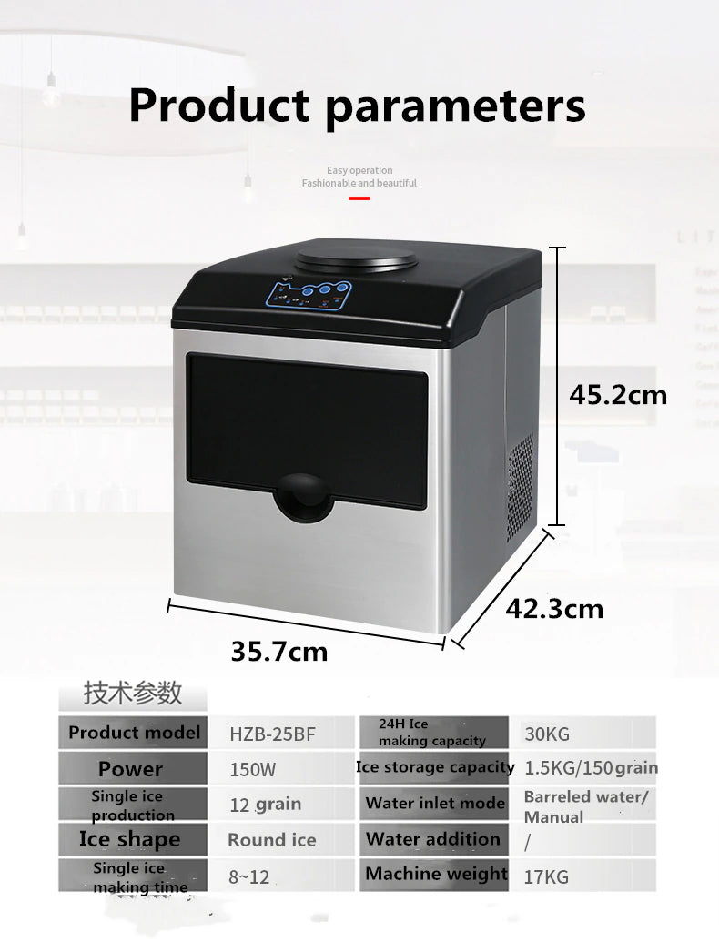 2 in 1 Water Ice Maker Stainless Steel 66kg Daily Ice Makers,Tabletop Ice Maker Machine