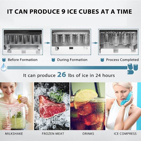 Portable Bullet Round Block Ice Cube Making Machine Small Bar Coffee Shop 15kgs/24H