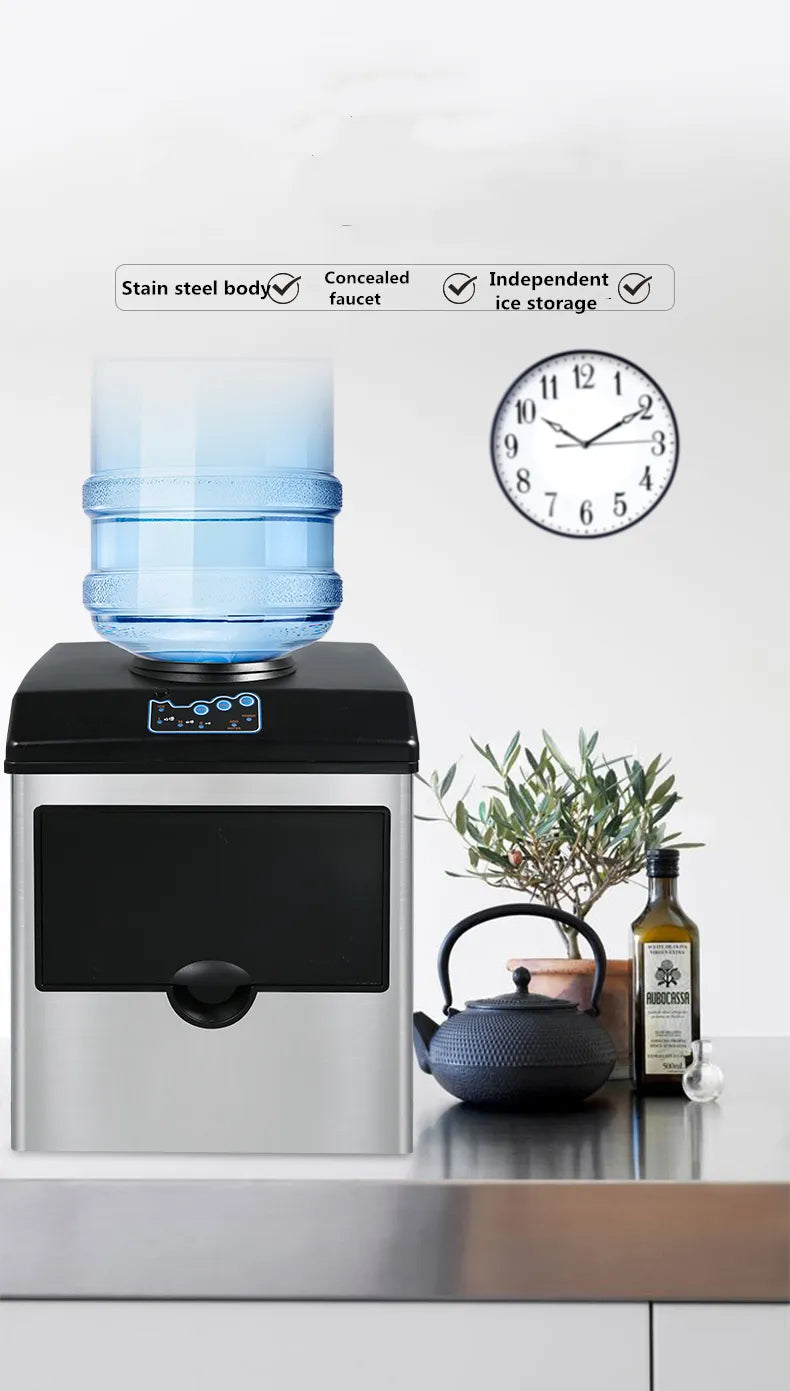 2 in 1 Water Ice Maker Stainless Steel 66kg Daily Ice Makers,Tabletop Ice Maker Machine