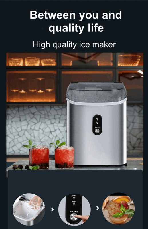 220V Electric Ice Maker 16KG Per 24H Automatic Manual Water Filling Portable Granular ice Making Machine for Home Bar
