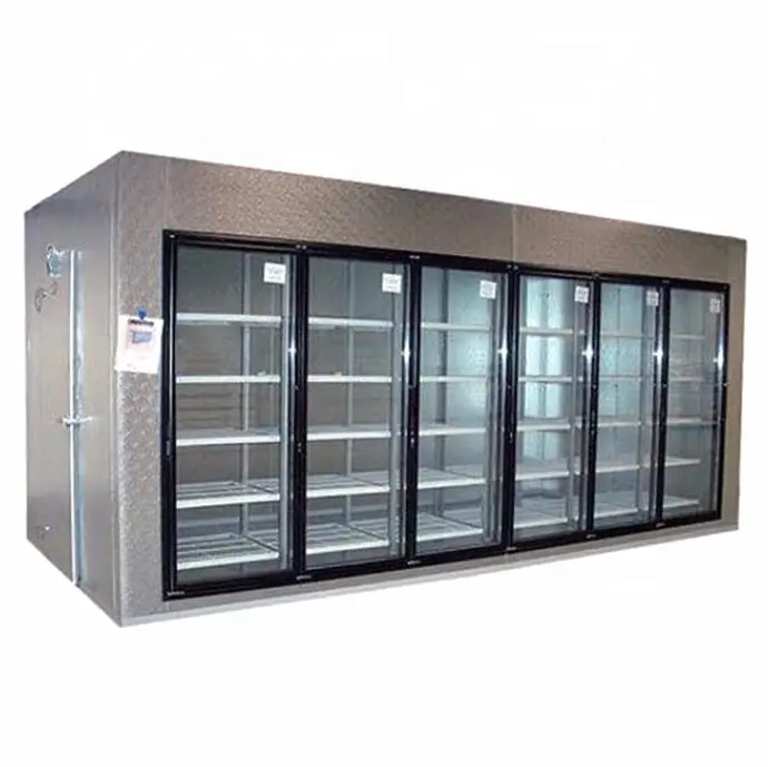 Display walk in cooler freezer with glass door