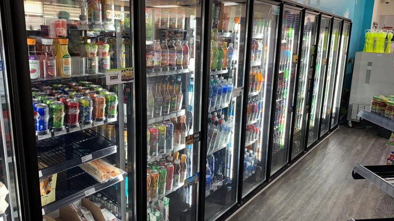 Display walk in cooler freezer with glass door