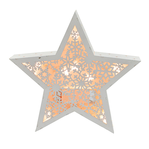 Pre-Lit Hanging Star Christmas Decoration, 28.5 cm - White