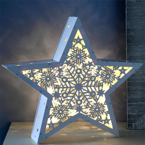 Pre-Lit Hanging Star Christmas Decoration, 28.5 cm - White