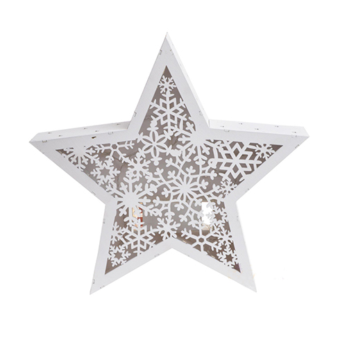 Pre-Lit Hanging Star Christmas Decoration, 28.5 cm - White