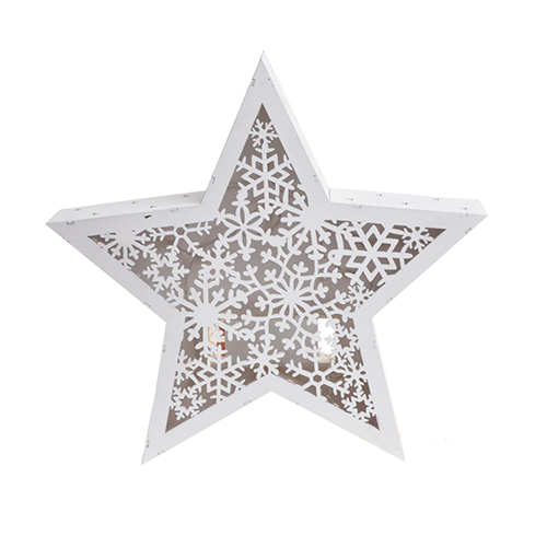Pre-Lit Hanging Star Christmas Decoration, 28.5 cm - White