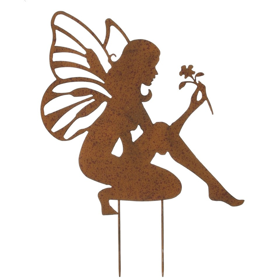 Garden Stakes Fairy With Flowers 52cm - Garden stakes with Garden Ornament hmmetal Garden Ornament