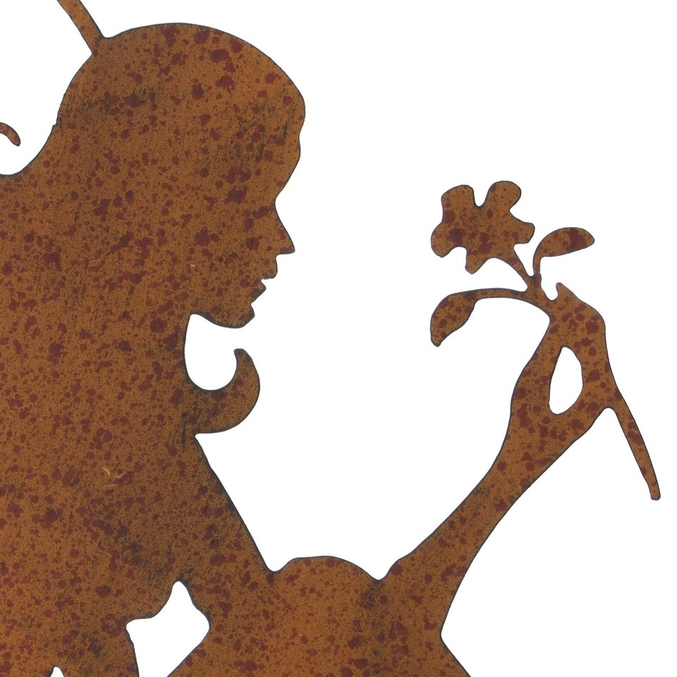 Garden Stakes Fairy With Flowers 52cm - Garden stakes with Garden Ornament hmmetal Garden Ornament
