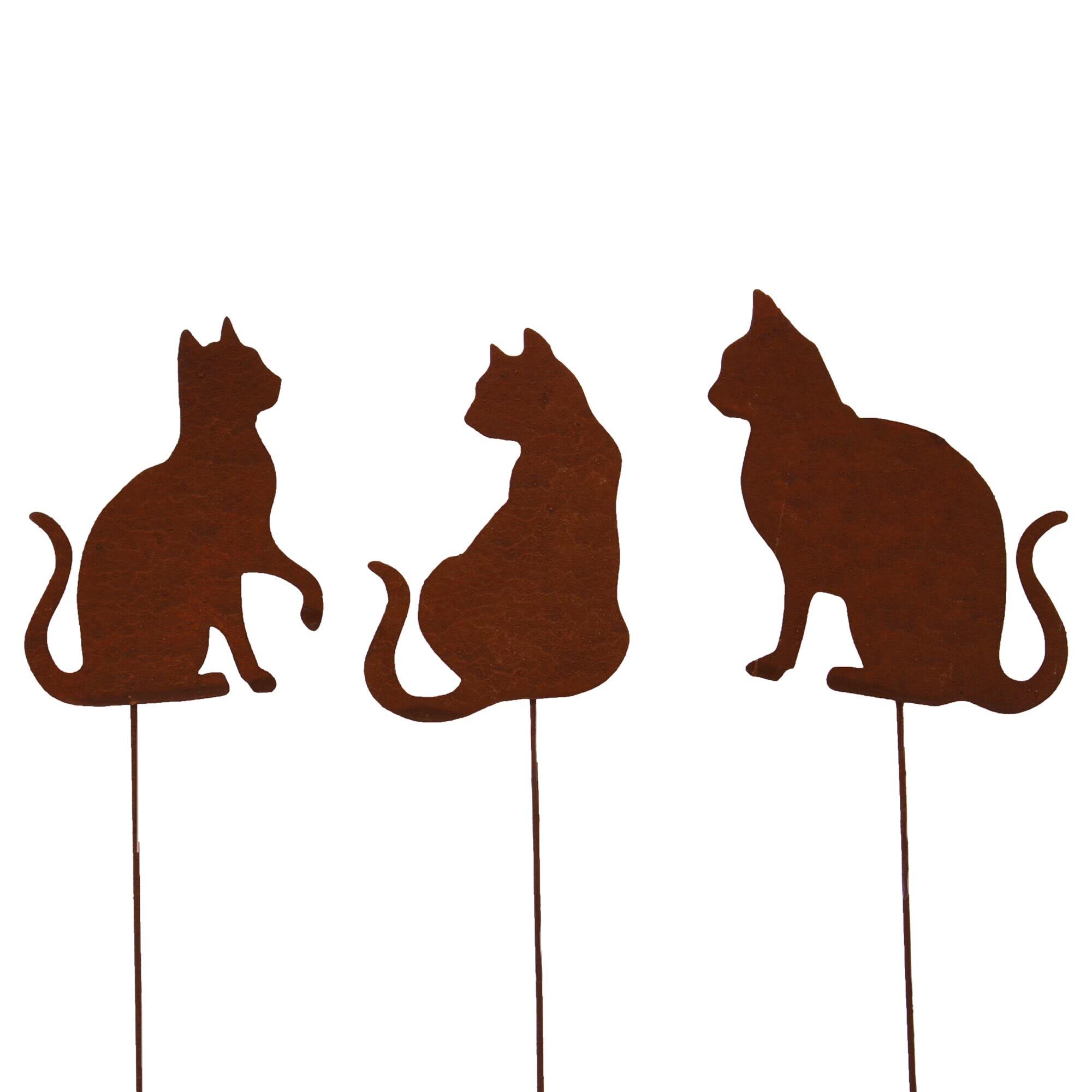 S/3 Garden Cat Garden Stake