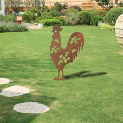 1 pc of Decorative Chicken Garden Stake 52 cm Garden Decoration Rust Figures