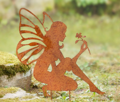 Garden Stakes Fairy With Flowers 52cm - Garden stakes with Garden Ornament hmmetal Garden Ornament