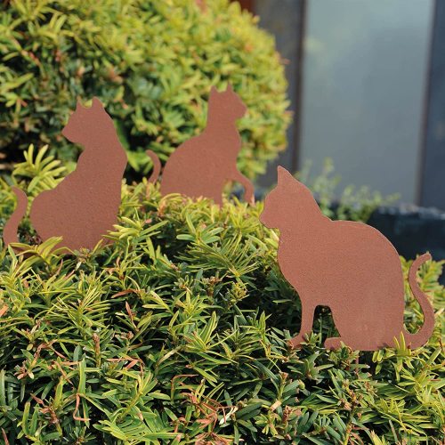 S/3 Garden Cat Garden Stake