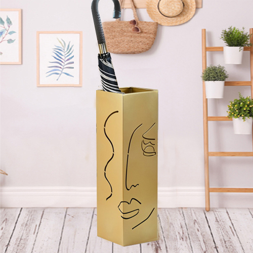Metal Umbrella Stand with Water Catcher Tray, square, Diameter 15x15x52 cm, Umbrella Stand