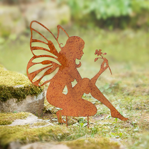 Garden Stakes Fairy With Flowers 52cm - Garden stakes with Garden Ornament hmmetal Garden Ornament